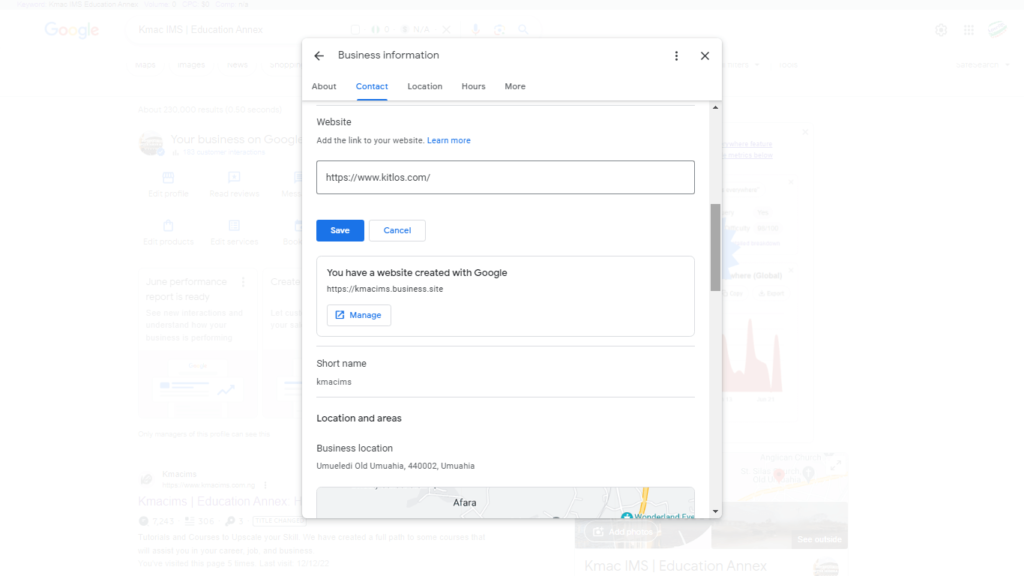 manage business profile in Google