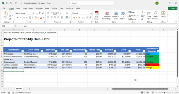 project profitability calculator